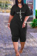 Black Casual Print Patchwork V Neck Loose Rompers