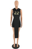 Pink Fashion Sexy Embroidery Slit Hooded Collar Sleeveless Two Pieces