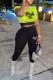 Fluorescent Green Fashion Casual Letter Print Patchwork O Neck Short Sleeve Two Pieces