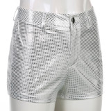 Silver Fashion Casual Solid Patchwork Straight High Waist Straight Solid Color Bottoms