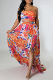 Colour Sexy Print Patchwork Strapless Sleeveless Two Pieces