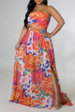 Colour Sexy Print Patchwork Strapless Sleeveless Two Pieces