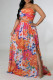 Colour Sexy Print Patchwork Strapless Sleeveless Two Pieces