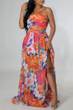 Colour Sexy Print Patchwork Strapless Sleeveless Two Pieces