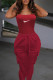 Red Fashion Street Print Patchwork Spaghetti Strap Sleeveless Two Pieces