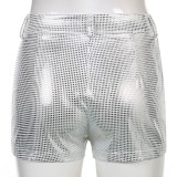 Silver Fashion Casual Solid Patchwork Straight High Waist Straight Solid Color Bottoms