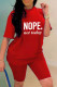 Red Fashion Casual Letter Print Basic O Neck Short Sleeve Two Pieces