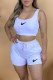 White Fashion Casual Print Patchwork U Neck Sleeveless Two Pieces