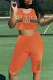 Orange Fashion Casual Print Letter U Neck Sleeveless Two Pieces