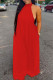 Red Sexy Solid Patchwork Turtleneck Straight Jumpsuits