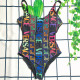 Multicolor Fashion Sexy Print Backless Letter Swimwears