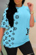 Sky Blue Fashion Casual Print Patchwork O Neck T-Shirts