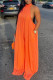 Orange Sexy Solid Patchwork Turtleneck Straight Jumpsuits