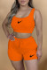 Orange Fashion Casual Print Patchwork U Neck Sleeveless Two Pieces