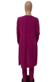 Purple Casual Solid Patchwork V Neck Long Sleeve Three Pieces