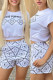 White Fashion Casual Print Letter O Neck Short Sleeve Two Pieces