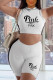Cream White Casual Print Patchwork O Neck Sleeveless Two Pieces
