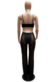 Blue Fashion Sexy Solid See-through Backless Spaghetti Strap Skinny Jumpsuits