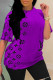 Purple Fashion Casual Print Patchwork O Neck T-Shirts