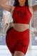 Red Casual Print Patchwork O Neck Sleeveless Two Pieces
