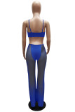 Blue Fashion Sexy Solid See-through Backless Spaghetti Strap Skinny Jumpsuits