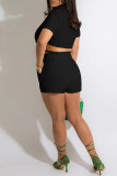 Pink Fashion Casual Solid Bandage Patchwork Turndown Collar Short Sleeve Two Pieces