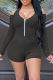 Black Casual Solid Patchwork Halter Skinny Rompers