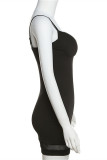 White Fashion Sexy Solid Patchwork Backless V Neck Sling Dress