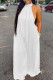 White Sexy Solid Patchwork Turtleneck Straight Jumpsuits