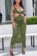Army Green Sexy Solid Tassel Hollowed Out Patchwork Swimwears Cover Up