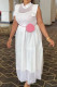 White Sexy Solid Hollowed Out Patchwork See-through O Neck Straight Dresses