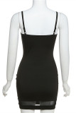 White Fashion Sexy Solid Patchwork Backless V Neck Sling Dress