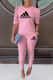 Pink Fashion Casual Print Letter O Neck Short Sleeve Two Pieces