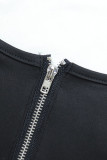 Black Sexy Solid Hollowed Out Patchwork Asymmetrical Square Collar Regular Jumpsuits