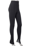 Red Milk Silk Elastic Fly Mid Solid Draped pencil Pants Bottoms