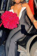 Black Sexy Solid Patchwork Halter Boot Cut Jumpsuits