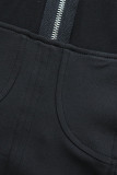 Black Sexy Solid Hollowed Out Patchwork Asymmetrical Square Collar Regular Jumpsuits