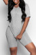 Grey Fashion Casual Solid Basic O Neck Short Sleeve Two Pieces