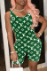 Green Fashion Casual Print Letter O Neck Rompers