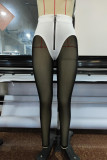 Black Fashion Sexy Patchwork Bandage See-through Skinny High Waist Pencil Trousers