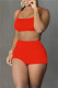 Red Sexy Casual Solid Backless Spaghetti Strap Sleeveless Two Pieces