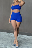 Red Sexy Casual Solid Backless Spaghetti Strap Sleeveless Two Pieces