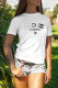 White Fashion Street Print Patchwork Letter O Neck T-Shirts