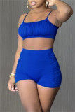 Red Sexy Casual Solid Backless Spaghetti Strap Sleeveless Two Pieces