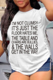 White Fashion Casual Letter Print Basic O Neck T-Shirts