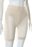 Apricot Sexy Solid Patchwork See-through High Waist Pencil Patchwork Bottoms