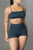Red Sexy Casual Solid Backless Spaghetti Strap Sleeveless Two Pieces