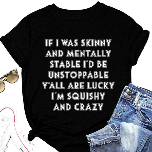 Black Fashion Casual Letter Print Basic O Neck T-Shirts
