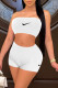 White Fashion Casual Solid Embroidered Strapless Sleeveless Two Pieces