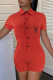Red Fashion Casual Print Letter Turndown Collar Rompers